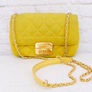 Chanel Mini Chic With Me 2014 Yellow Jersey Flap, Karl Lagerfeld, Cert of Auth